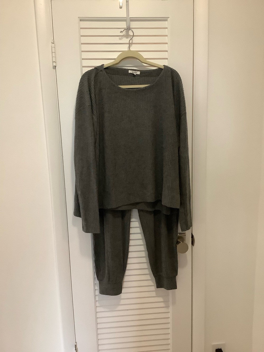 Splendid Cozy Ribbed Knit Sweater & Jogger Set - charcoal Gray